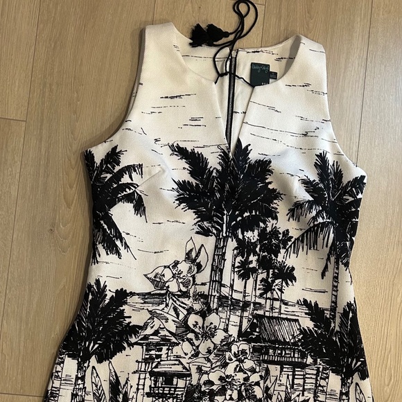 Gabby Skye Women's A-Line Black White Printed Sleeveless Dress Size 12 - Picture 1 of 8